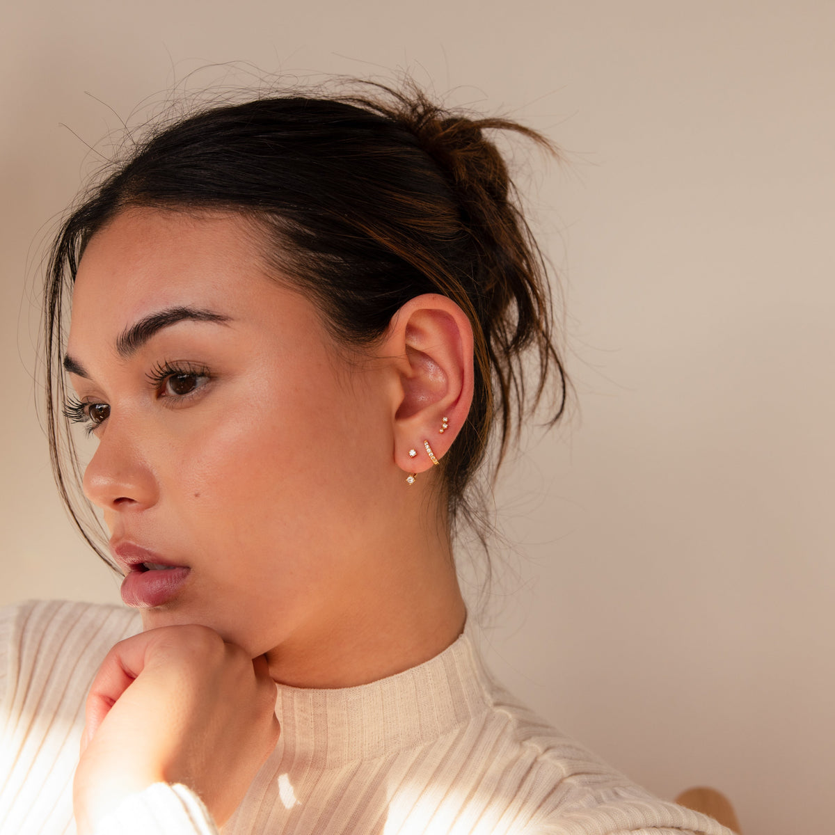 Conjunto de brincos de diamante