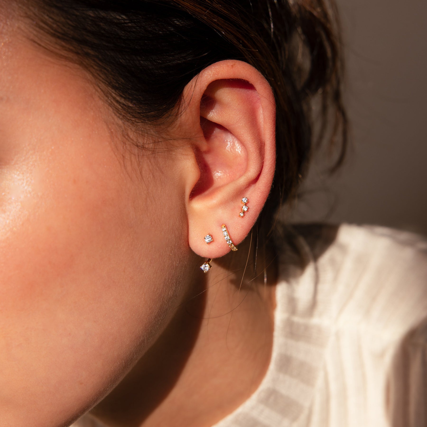 Conjunto de brincos de diamante