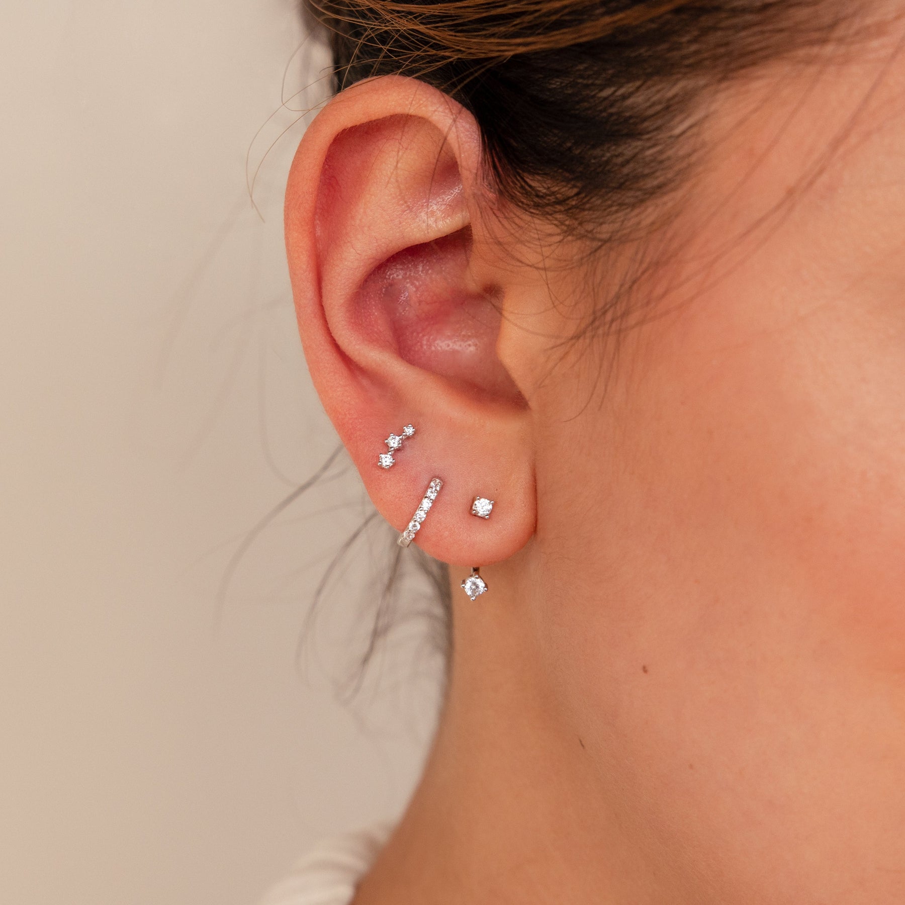 Conjunto de brincos de diamante