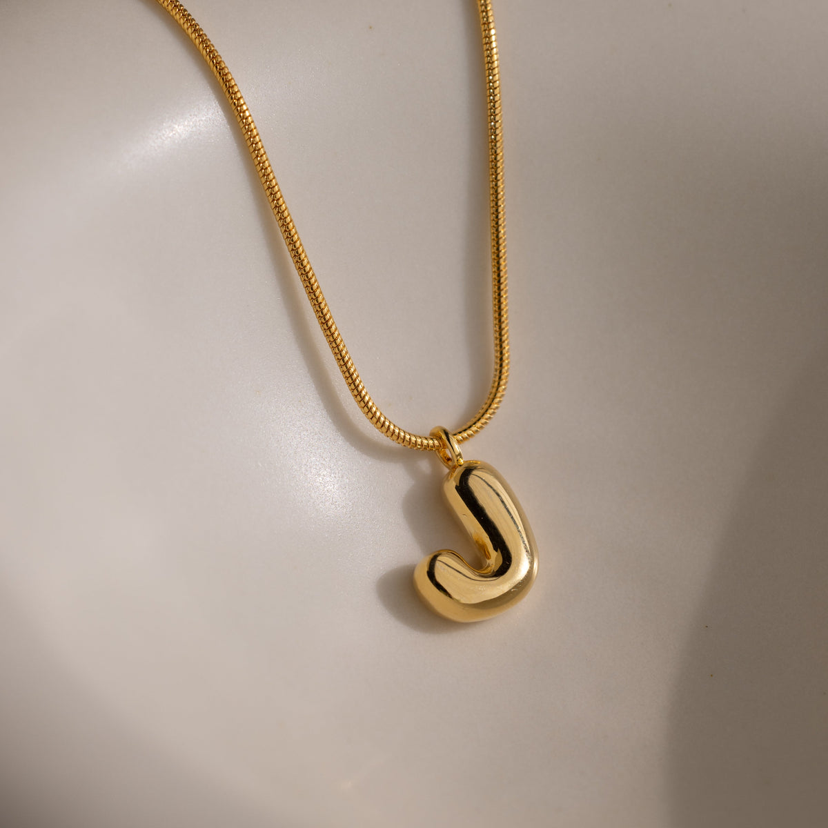 Bubble Letter Necklace in 18K Gold