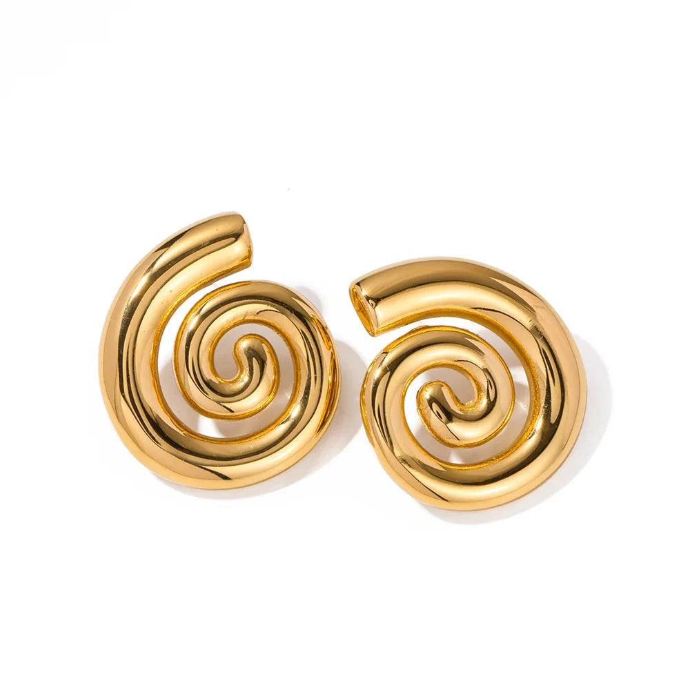Brincos de pino em espiral ousados