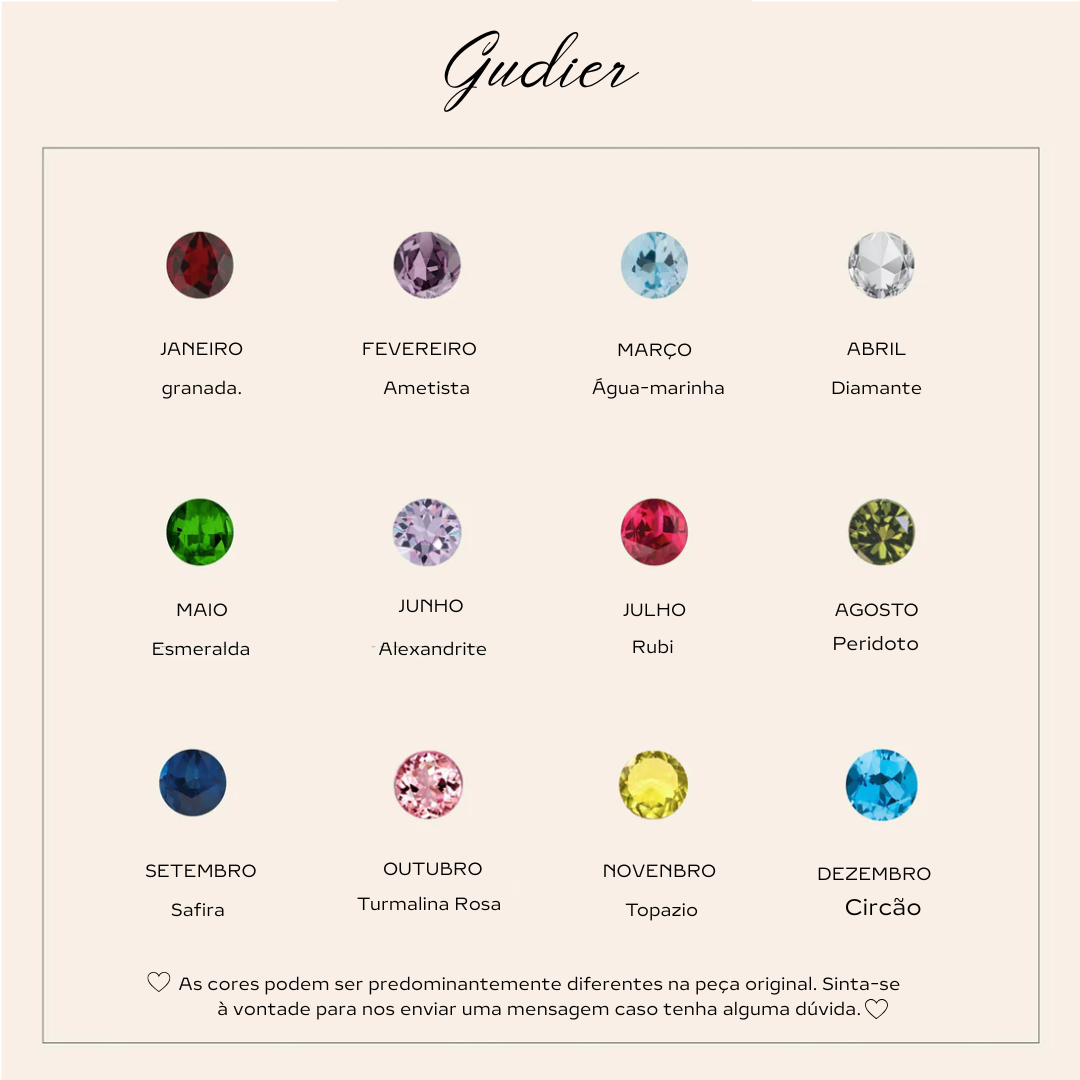 Colar com pingente de diamante e pedra de nascimento