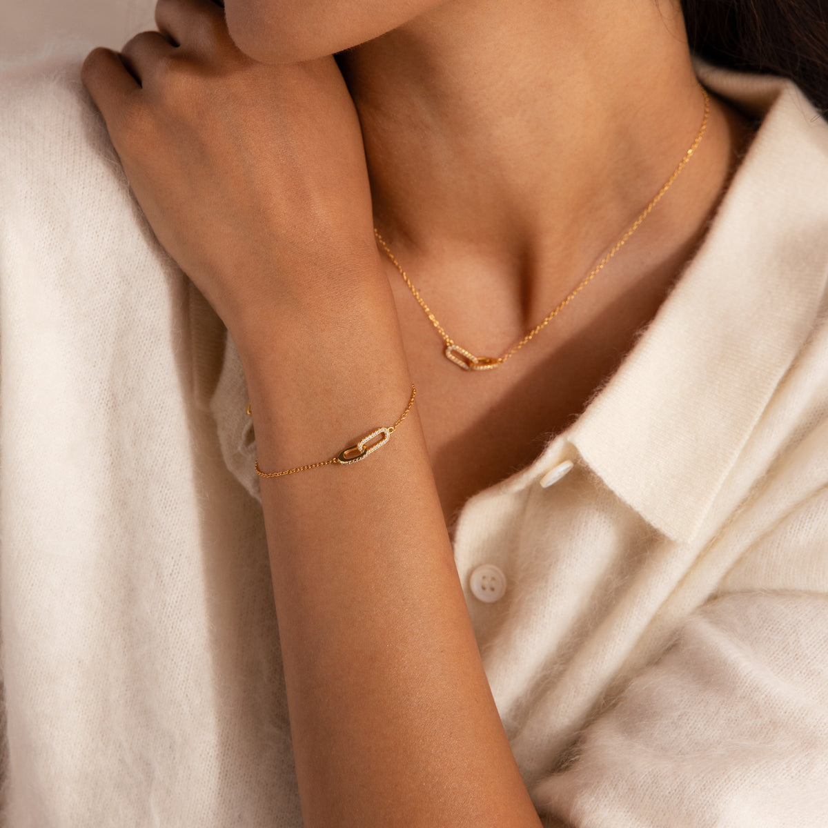 Pulseira com pingente Duo Pave Link