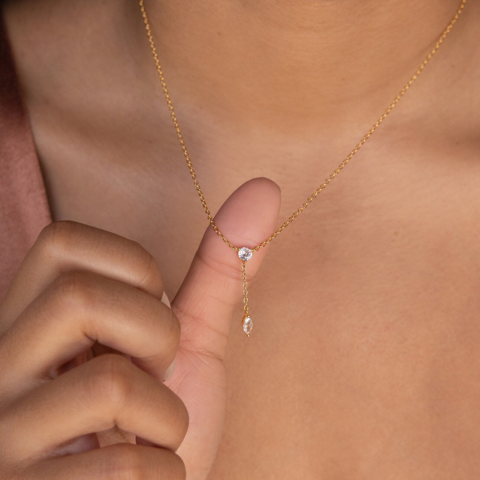 Colar Lariat de Diamante Leena