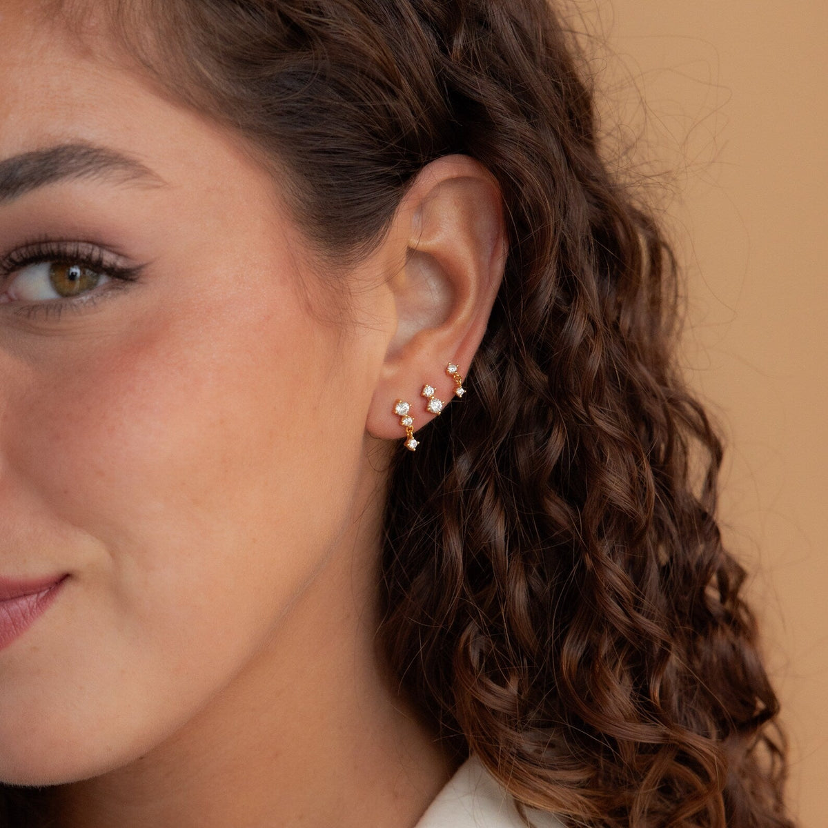 conjunto de 3 brincos de diamante