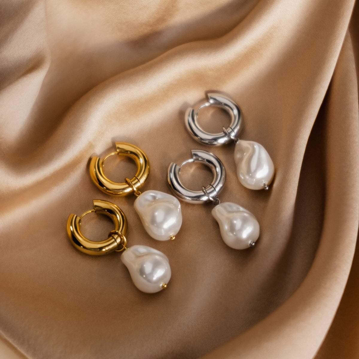 Argolas de pérola barroca