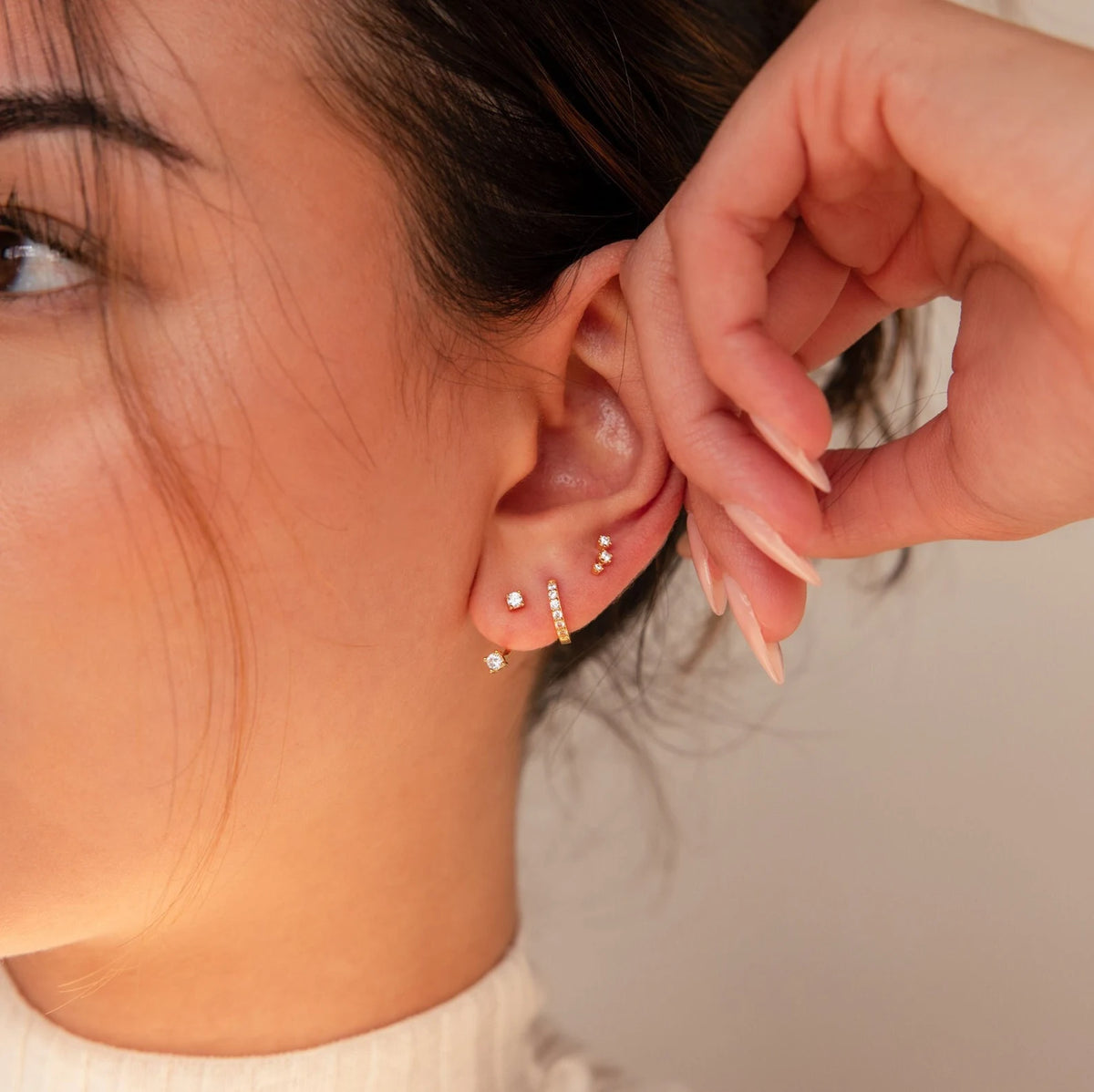 Conjunto de brincos de diamante