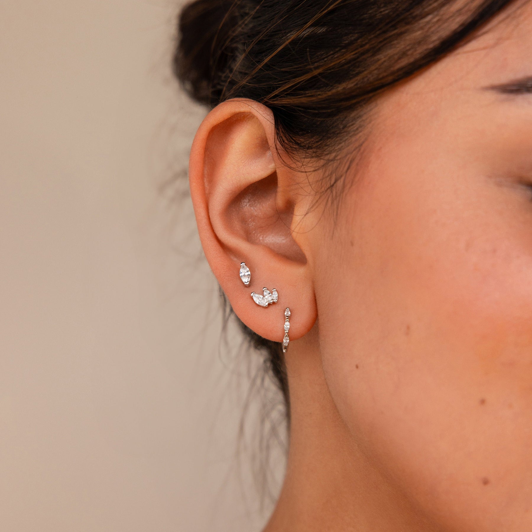 Conjunto de brincos de diamante Marquise