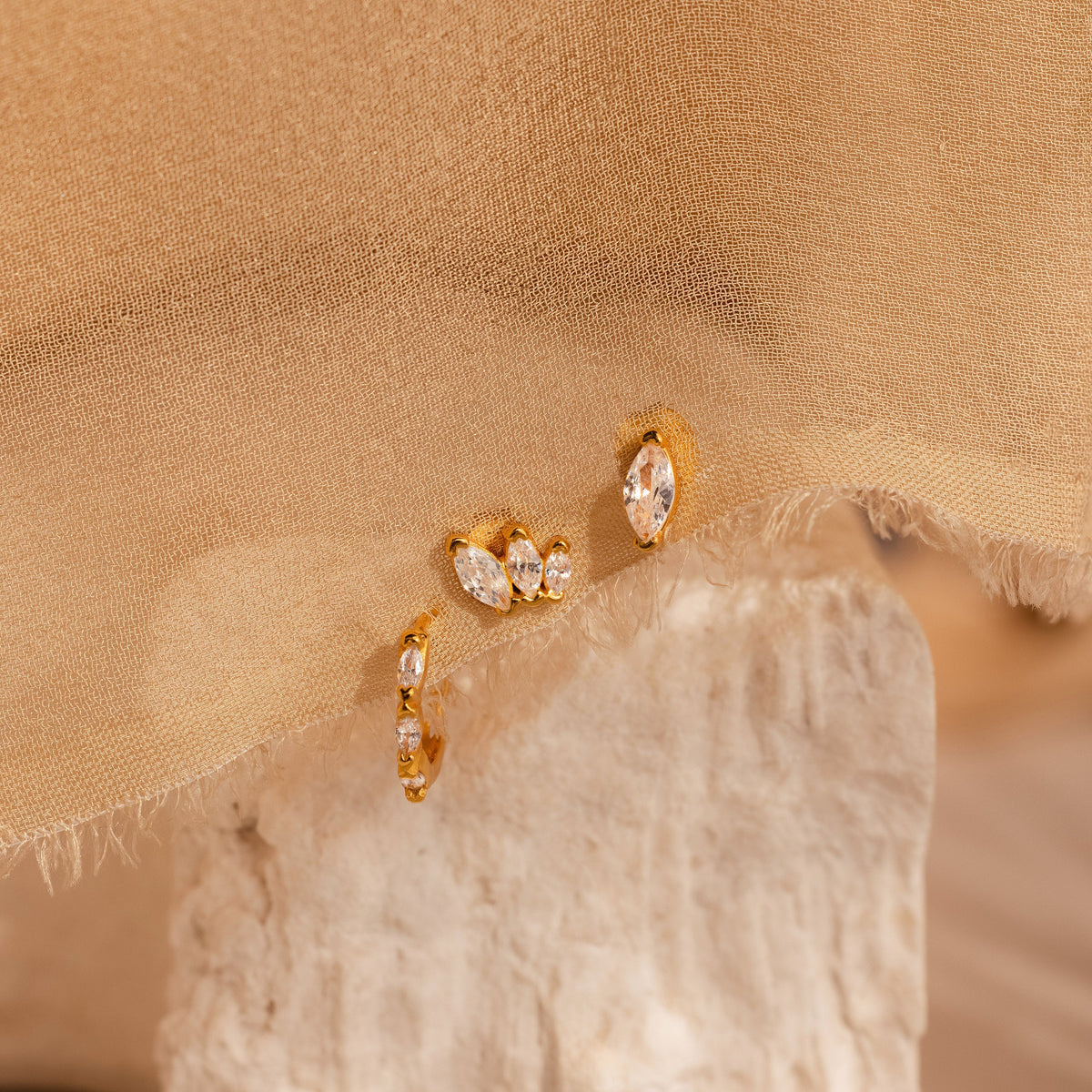 Conjunto de brincos de diamante Marquise