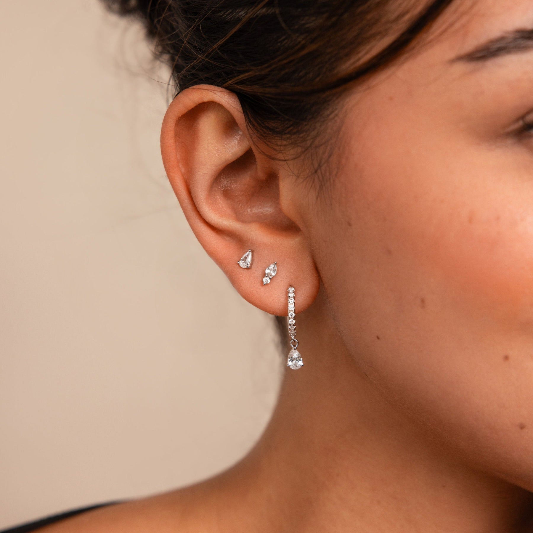 Conjunto de brincos de diamante