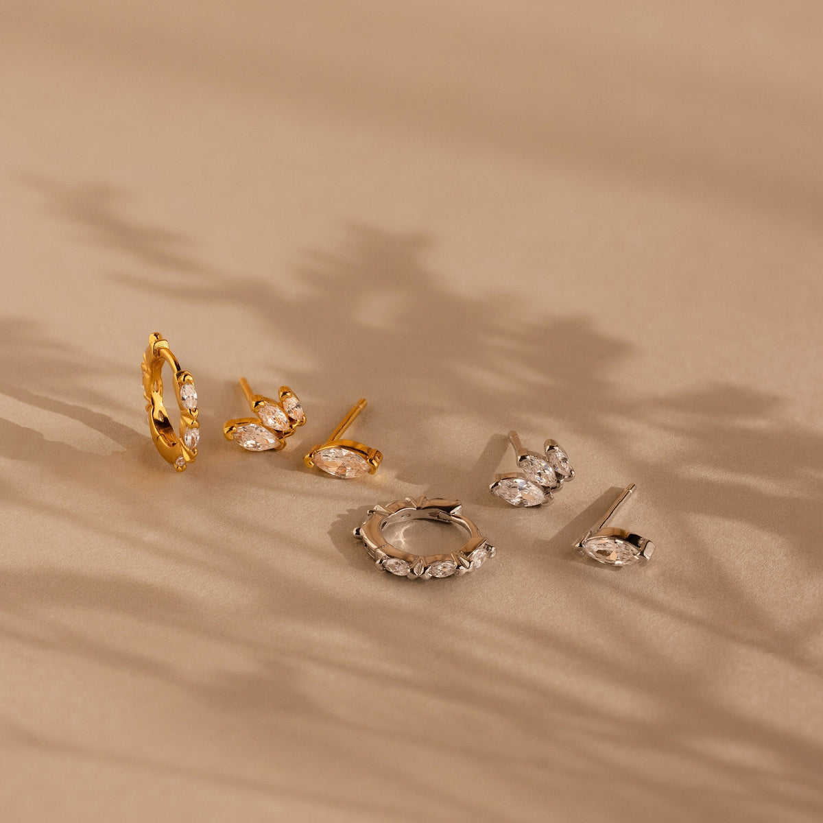 Conjunto de brincos de diamante Marquise