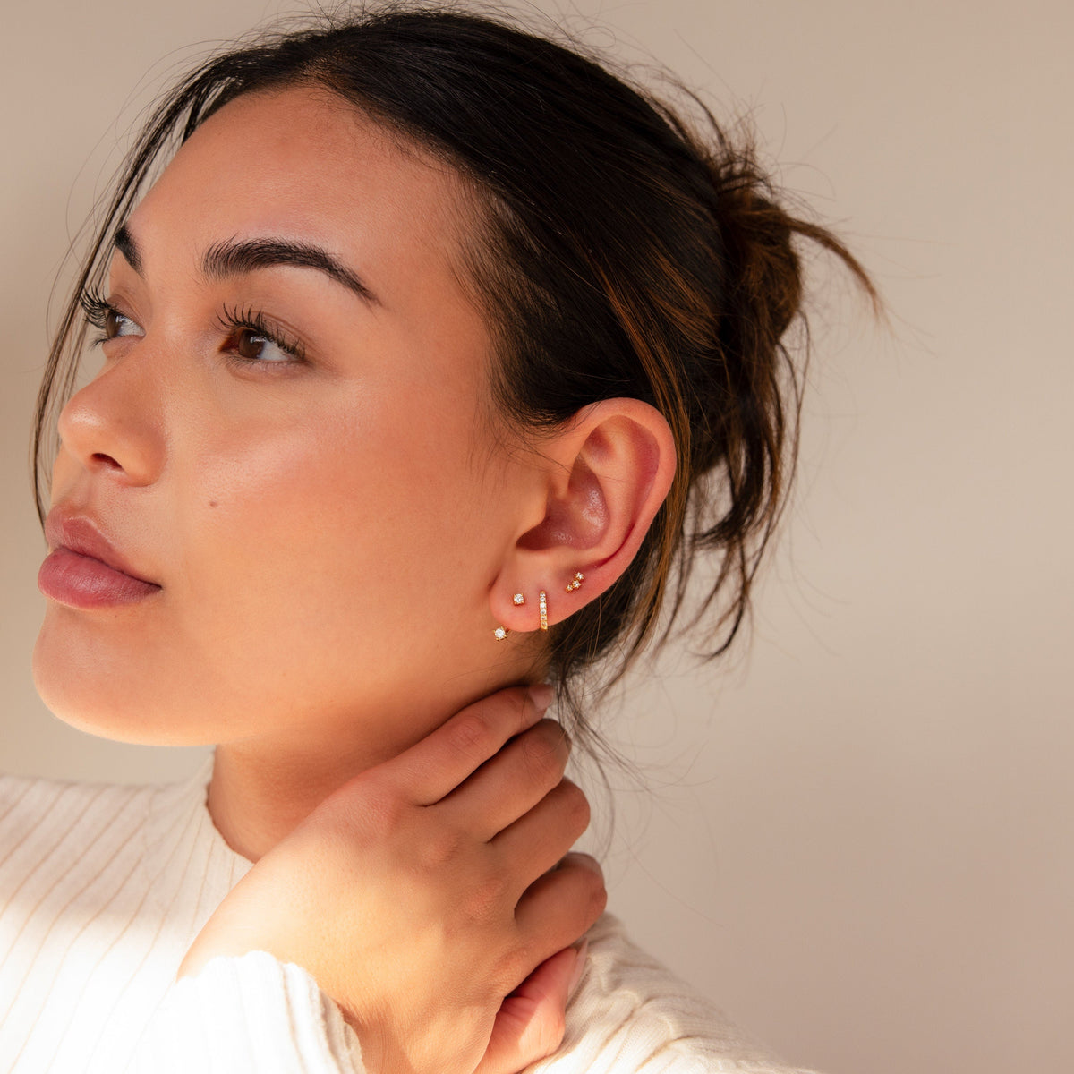 Conjunto de brincos de diamante