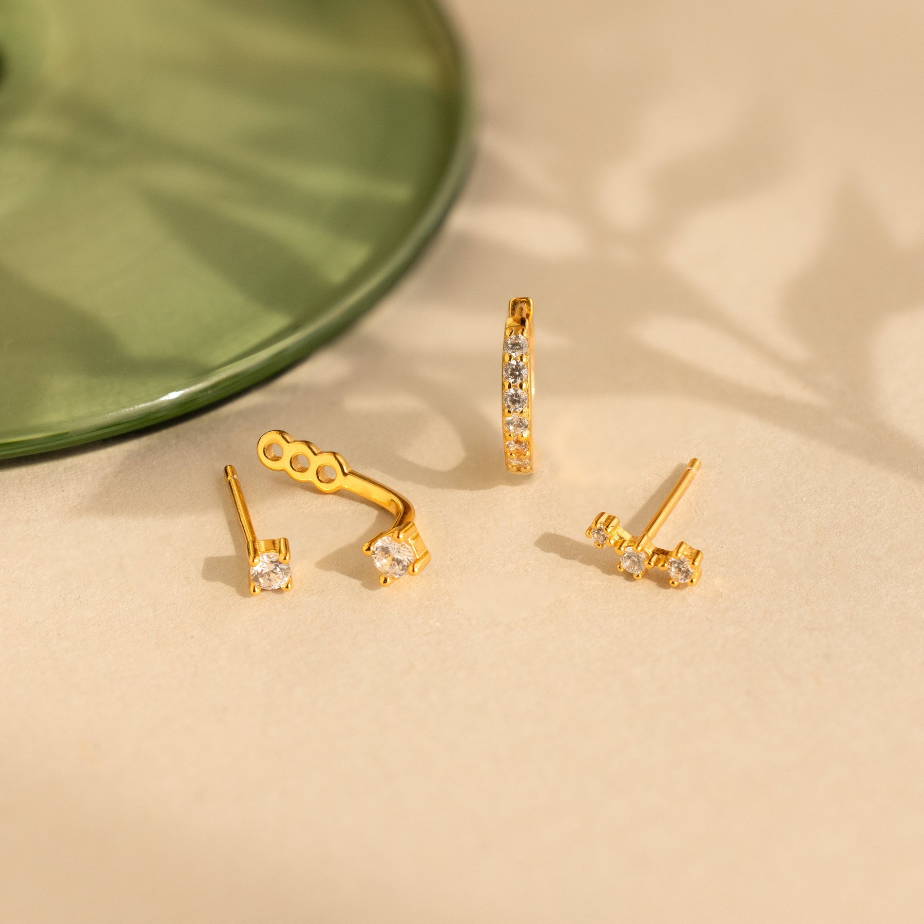 Conjunto de brincos de diamante