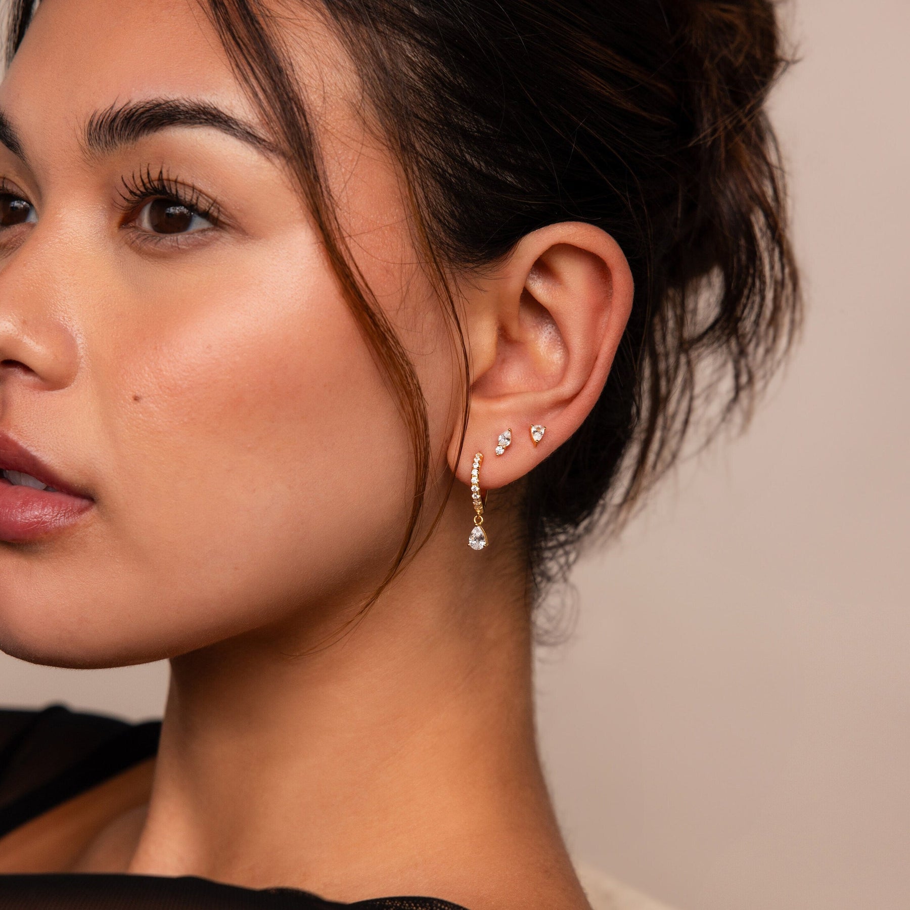 Conjunto de brincos de diamante