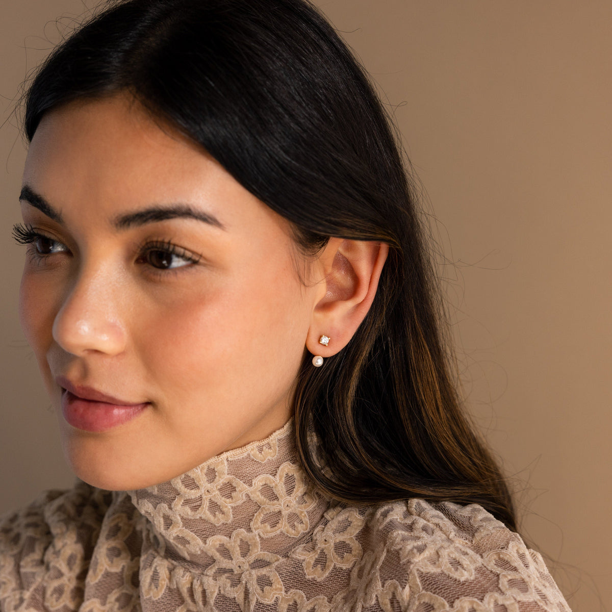 Casacos de orelha de pérola de diamante