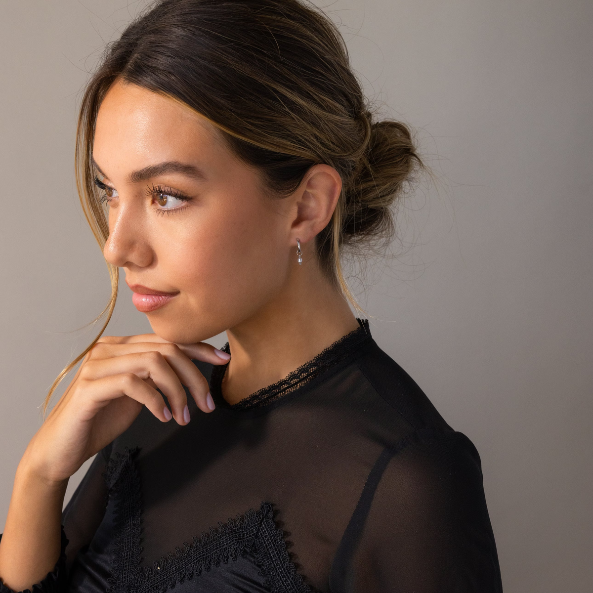 Brincos Smokey Pearl Drop