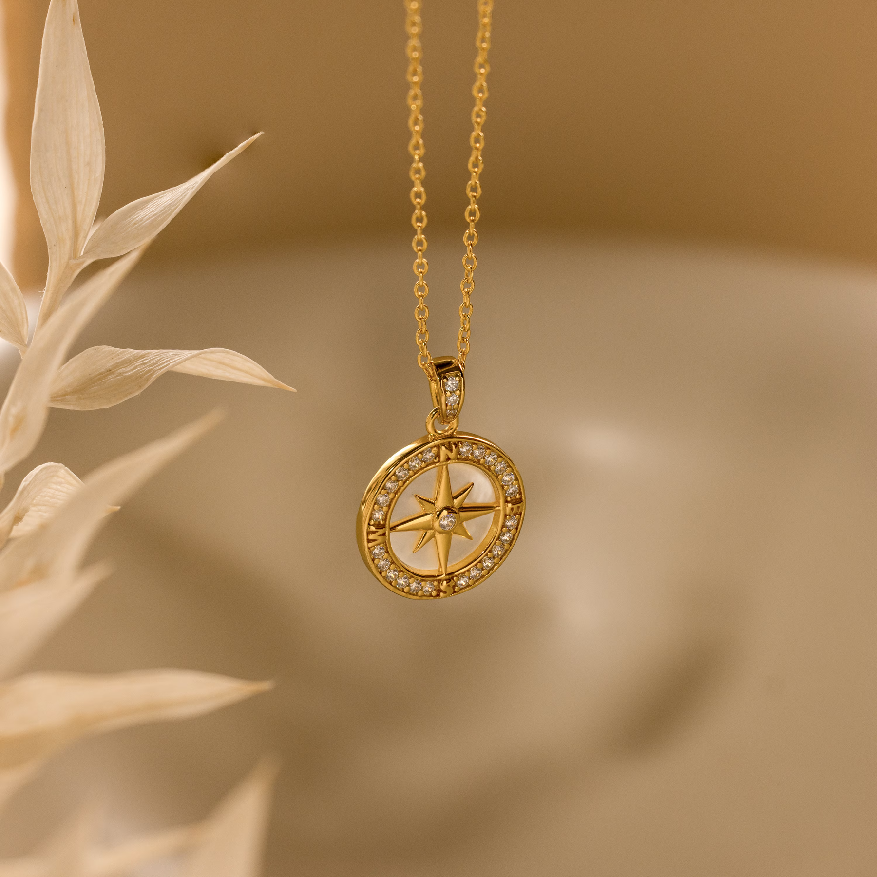 Colar Bússola de Pérolas Pavé