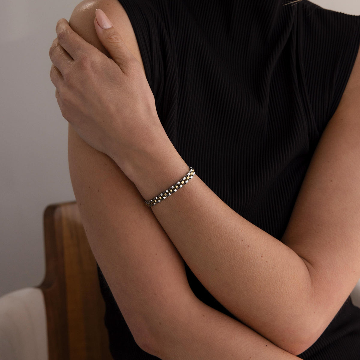 Pulseira de elos de metal misto