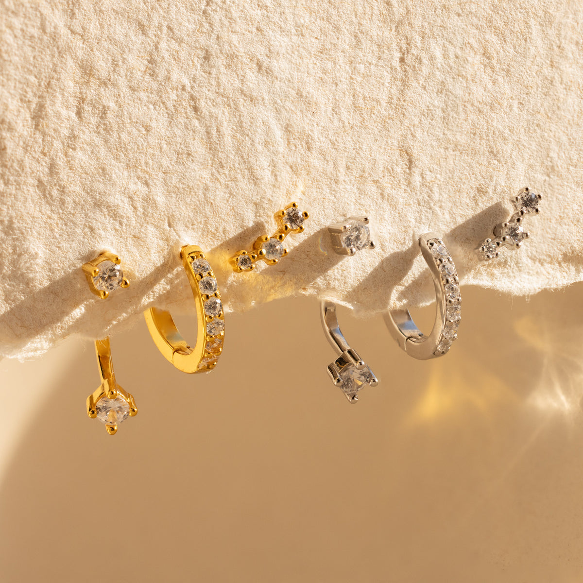 Conjunto de brincos de diamante