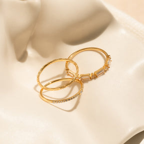 Conjunto de anéis de pedras baguete empilháveis