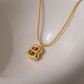 Bubble Letter Necklace in 18K Gold