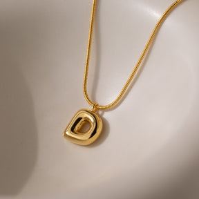 Bubble Letter Necklace in 18K Gold