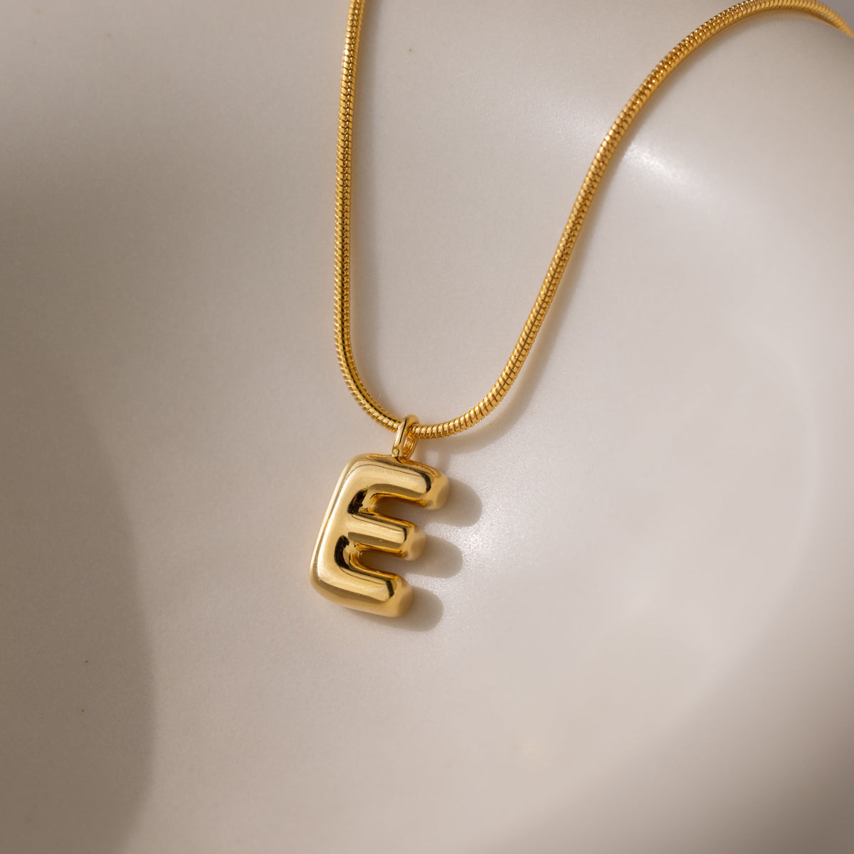 Bubble Letter Necklace in 18K Gold