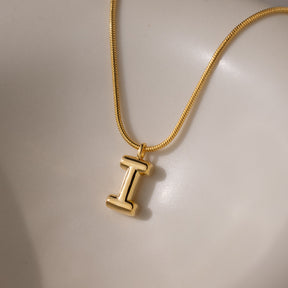 Bubble Letter Necklace in 18K Gold