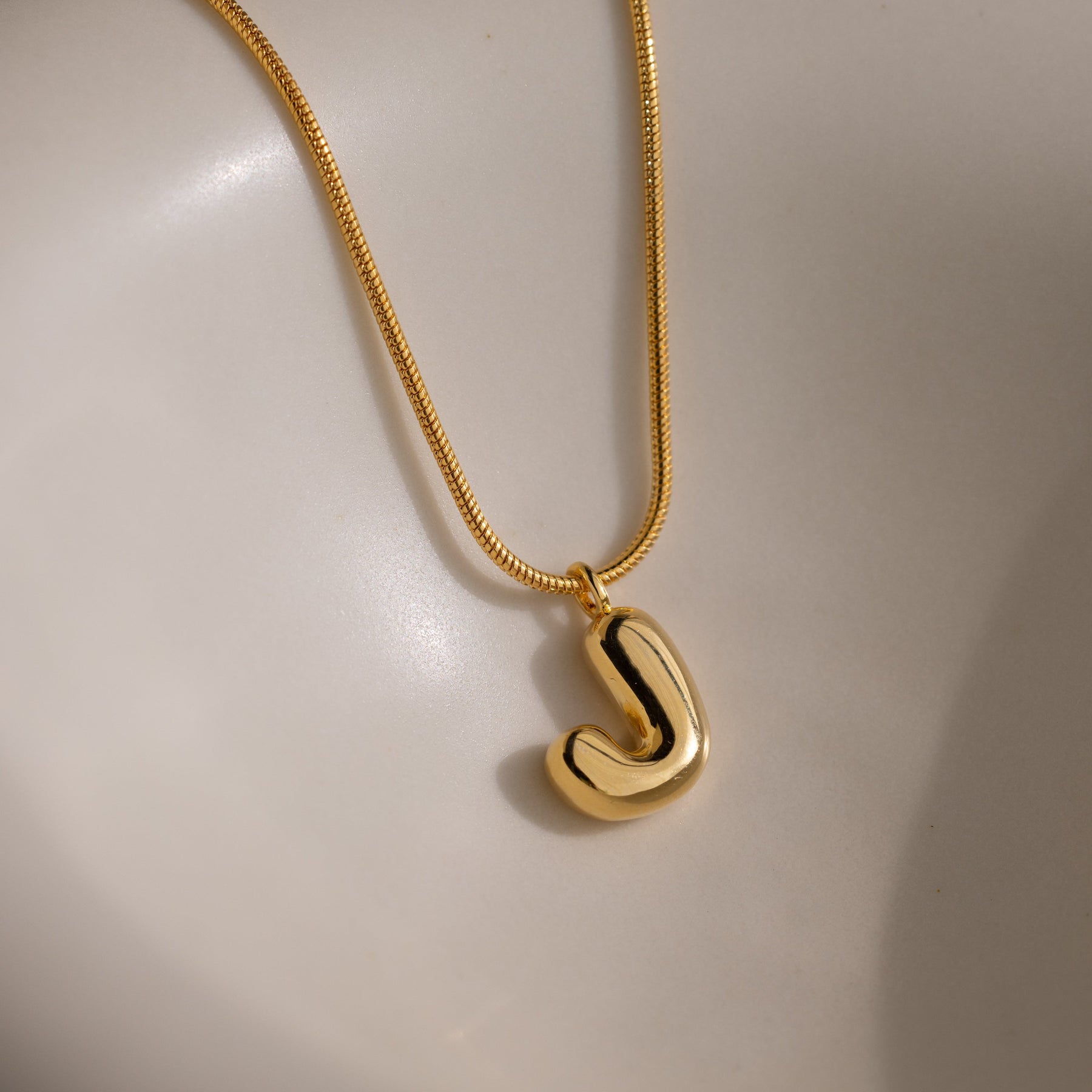 Bubble Letter Necklace in 18K Gold