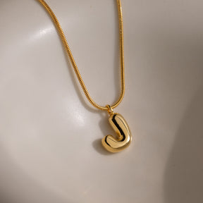Bubble Letter Necklace in 18K Gold