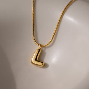 Bubble Letter Necklace in 18K Gold