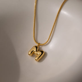 Bubble Letter Necklace in 18K Gold