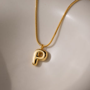 Bubble Letter Necklace in 18K Gold