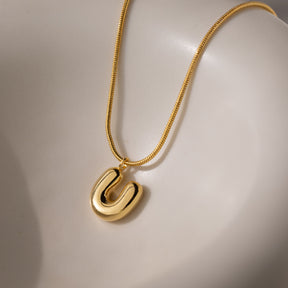 Bubble Letter Necklace in 18K Gold