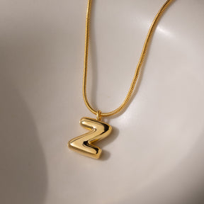 Bubble Letter Necklace in 18K Gold