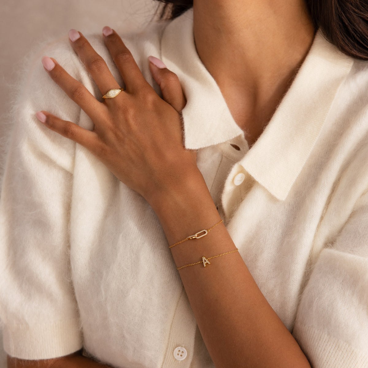 Pulseira com pingente Duo Pave Link