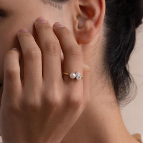 Anel de Pérola e Diamante