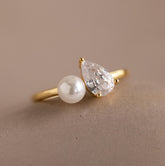 Anel de Pérola e Diamante