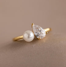 Anel de Pérola e Diamante