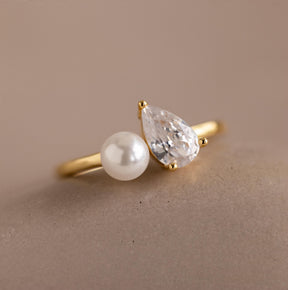 Anel de Pérola e Diamante