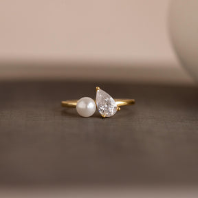 Anel de Pérola e Diamante