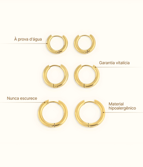 Brinco Trio de Argolas Banhado em Ouro 18K