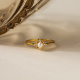 Anel Vintage Pave Pearl em Ouro 18K