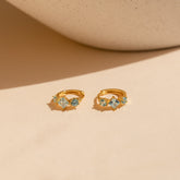 Brincos com Diamantes Água-Marinha