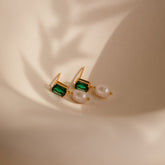 brincos de gota de esmeralda e pérola