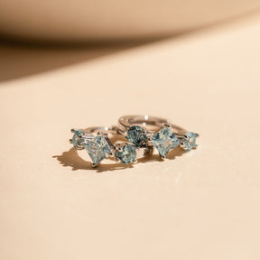Brincos com Diamantes Água-Marinha