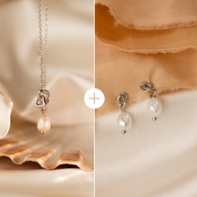 Conjunto de colar e brincos de pérolas Knot COMPRE 2 PAGUE 1