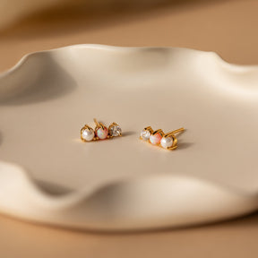 Brincos de pérola, opala e diamante