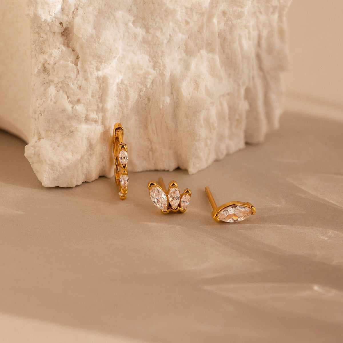 Conjunto de brincos de diamante Marquise