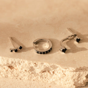 Conjunto de brincos de diamante negro